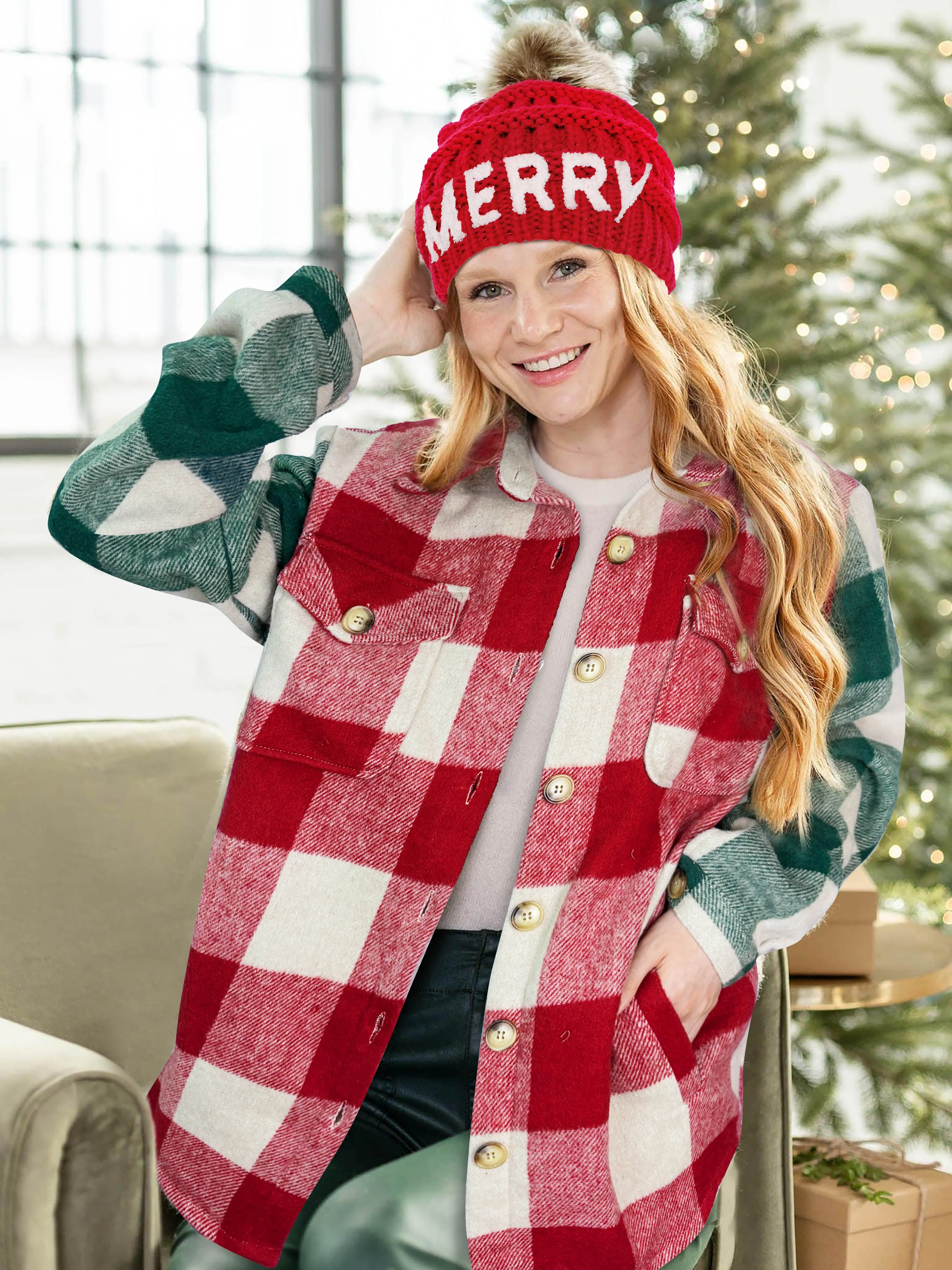 Holly and Pine Plaid Shacket