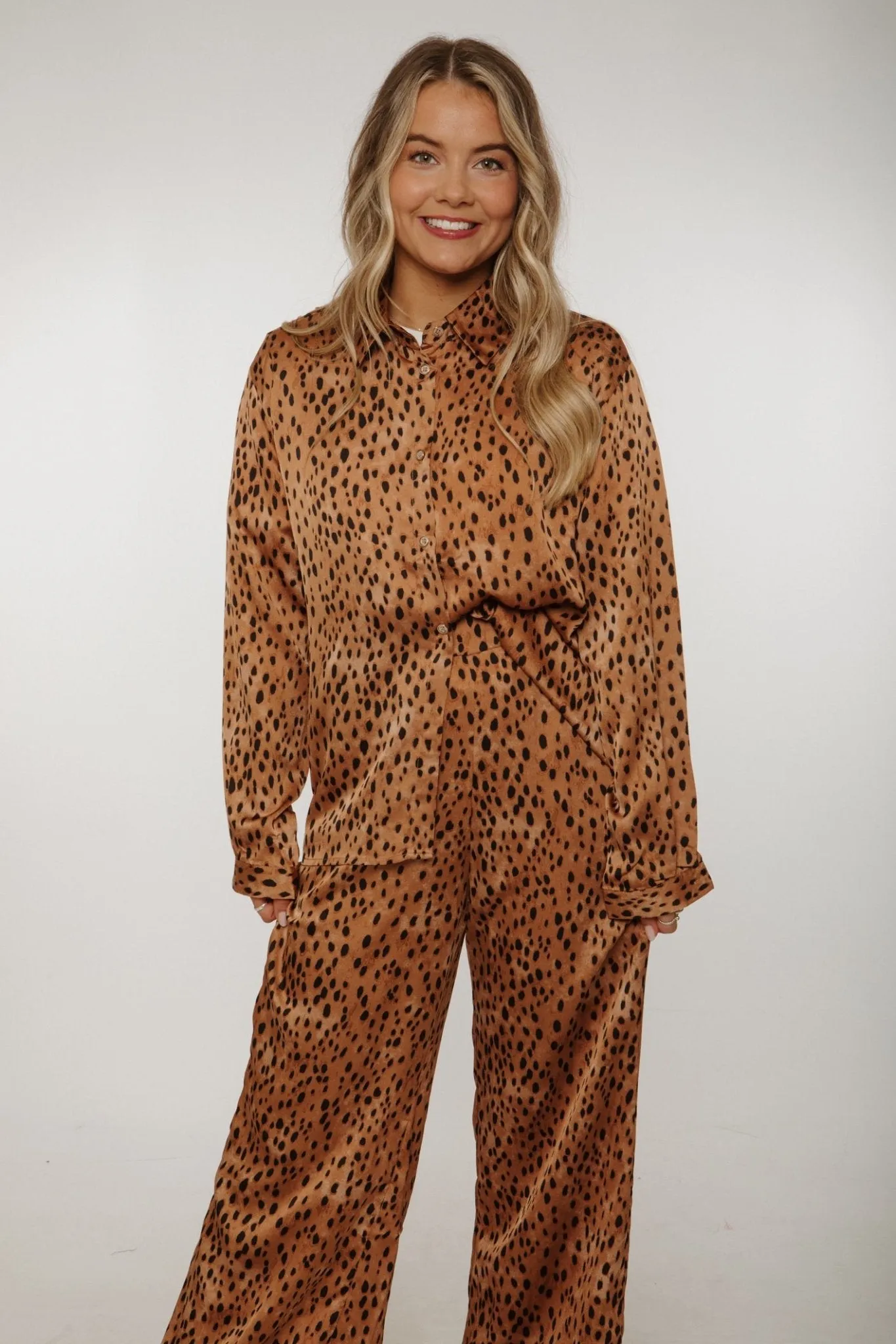 Jane Leopard Print Two Piece In Tan