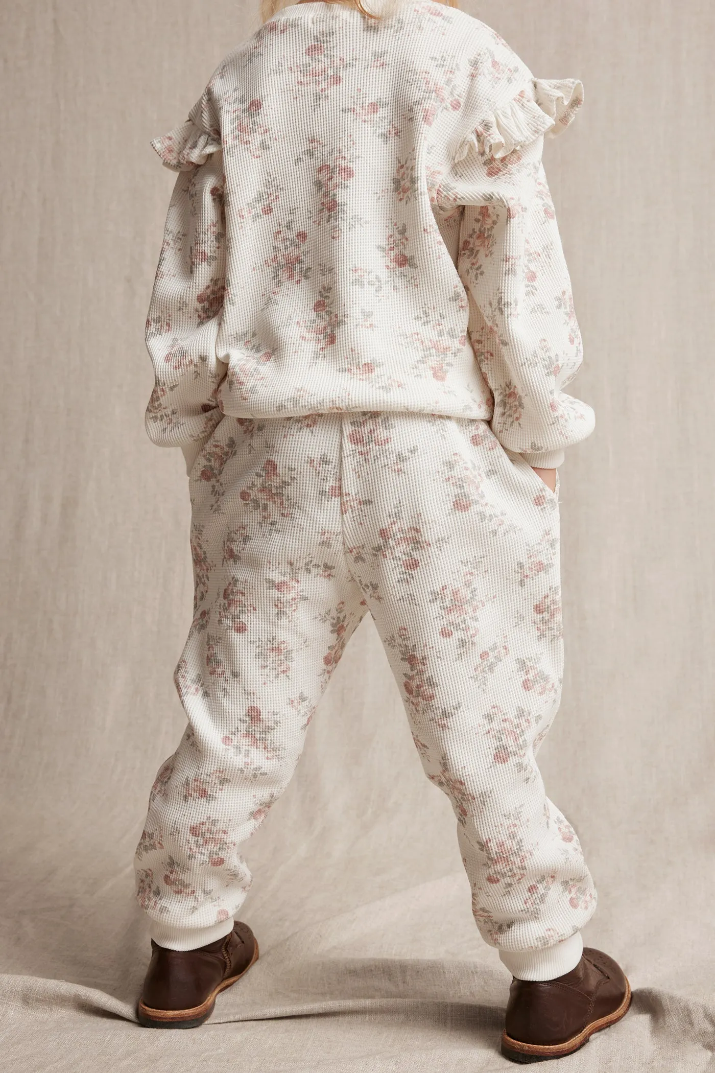 Kids' white floral trousers