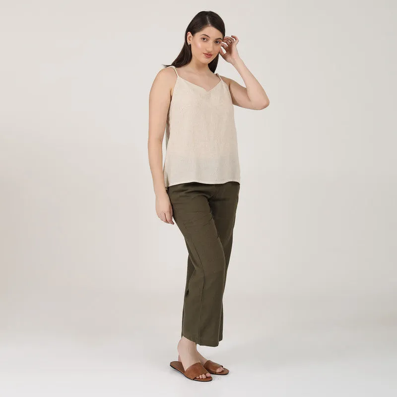 Linen Wide Leg Pants for Women | Casual Pants | Olive