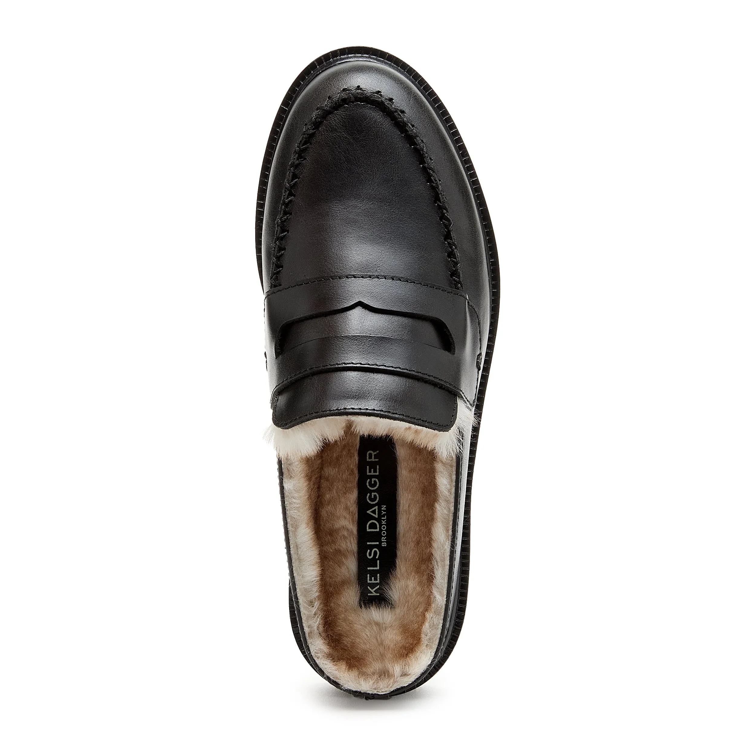 Lock Black Faux Fur Loafer Mules