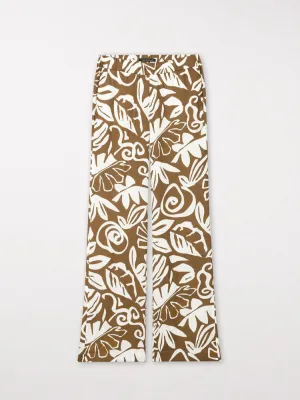 Luisa Cerano Bootcut Trousers Leaf Print