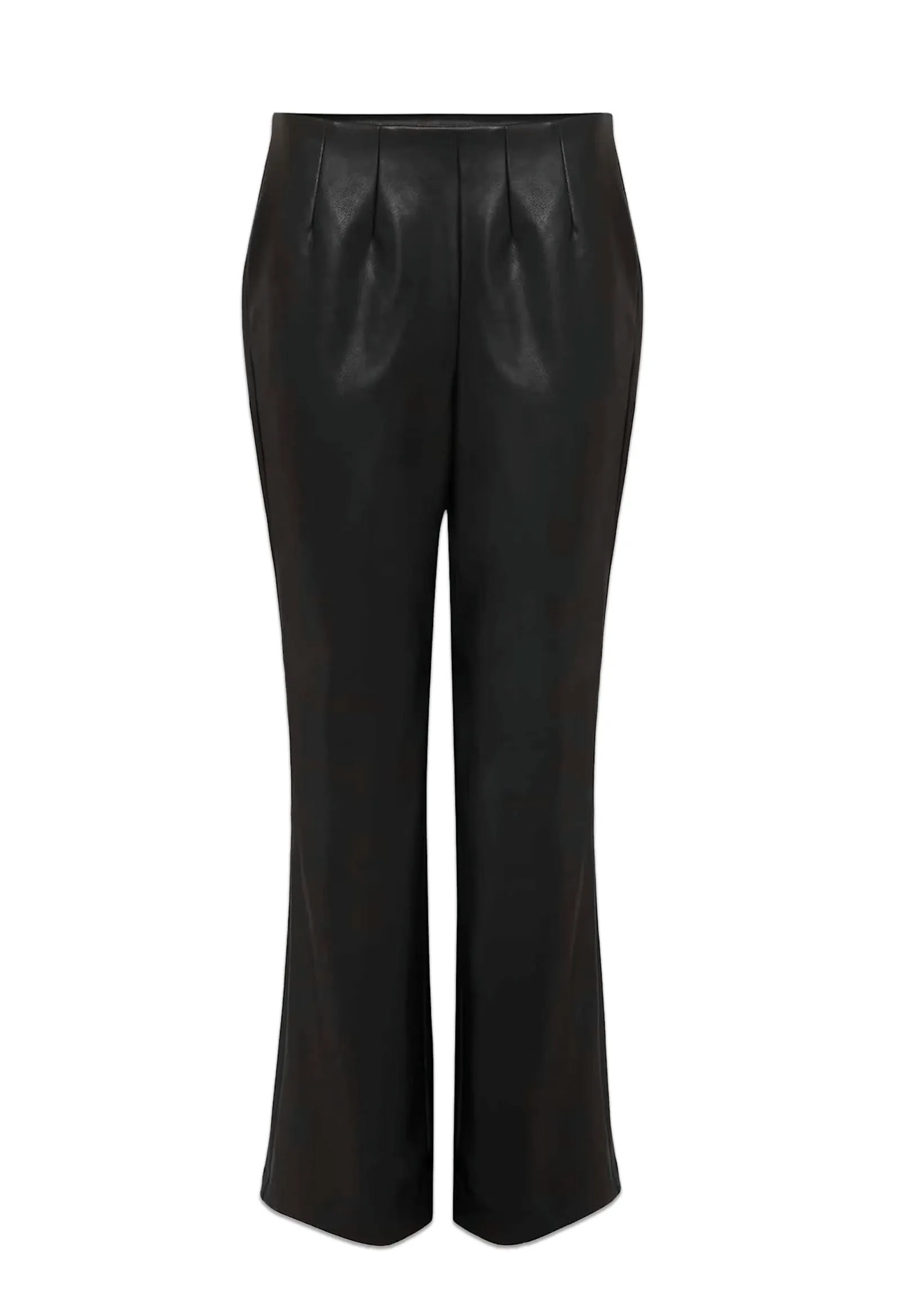 Marielle Black Faux Leather Cropped Trousers