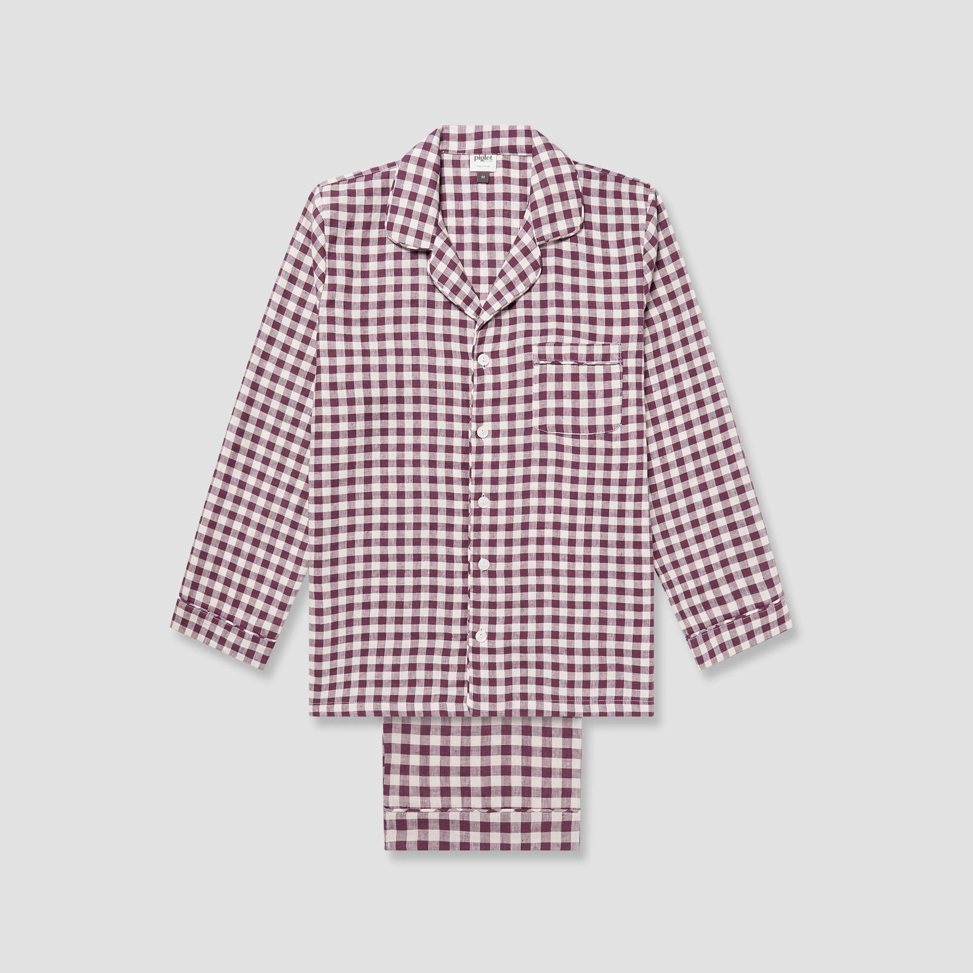 Men's Berry Gingham Pyjama Trouser Set