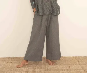 Micro checks wide hem pants