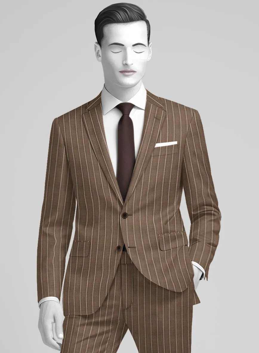 Napolean Gavino Stripe Brown Wool Suit