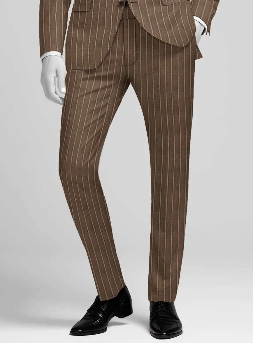 Napolean Gavino Stripe Brown Wool Suit