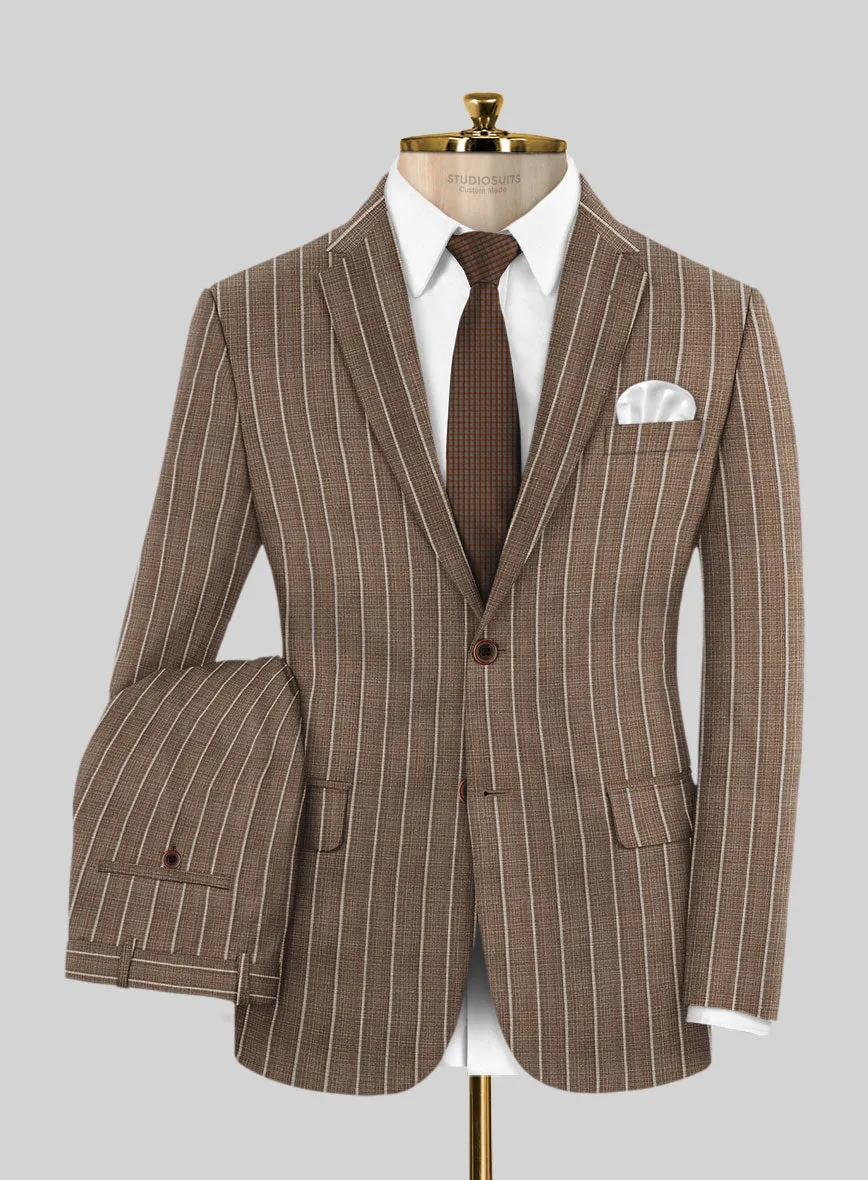 Napolean Gavino Stripe Brown Wool Suit