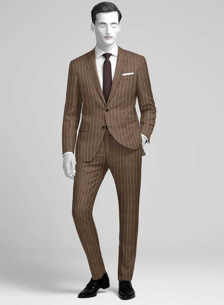 Napolean Gavino Stripe Brown Wool Suit