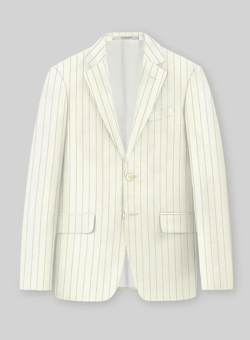 Napolean Tullio Stripe Ivory Wool Suit