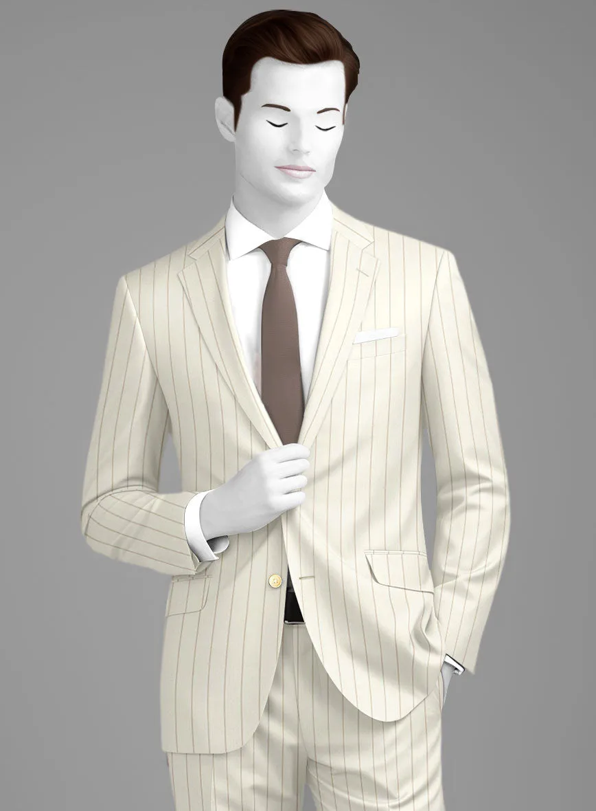 Napolean Tullio Stripe Ivory Wool Suit