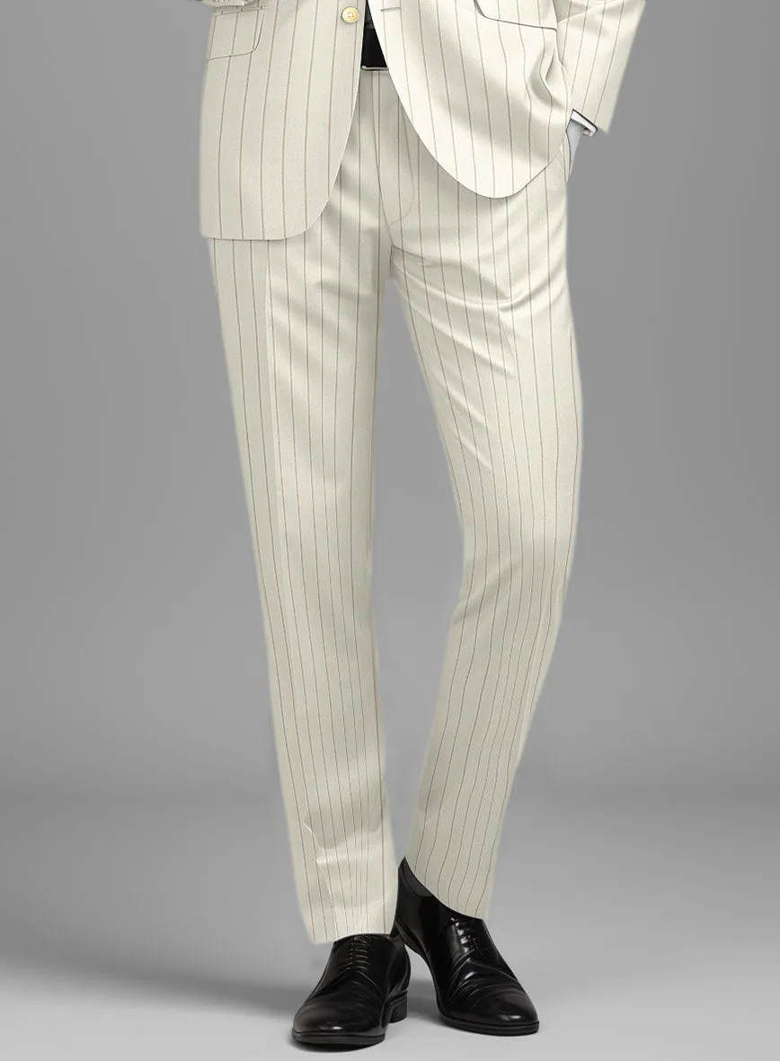 Napolean Tullio Stripe Ivory Wool Suit