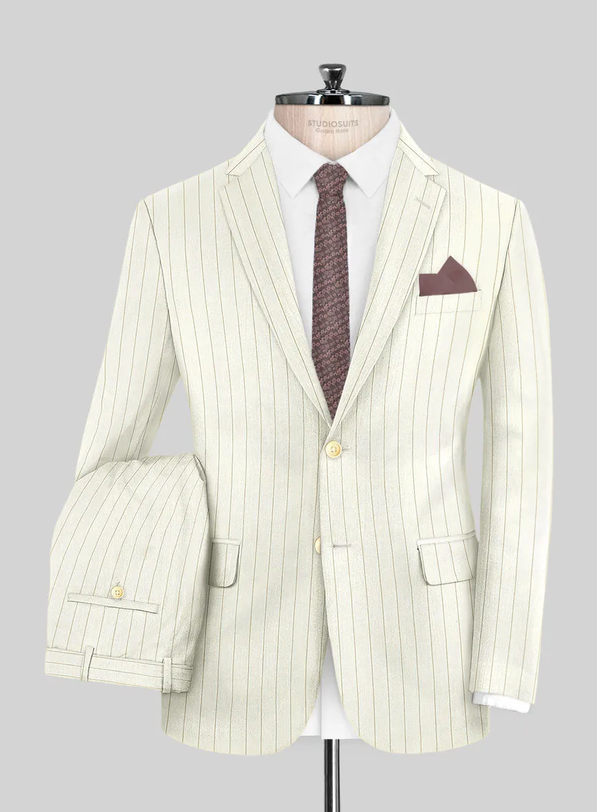 Napolean Tullio Stripe Ivory Wool Suit