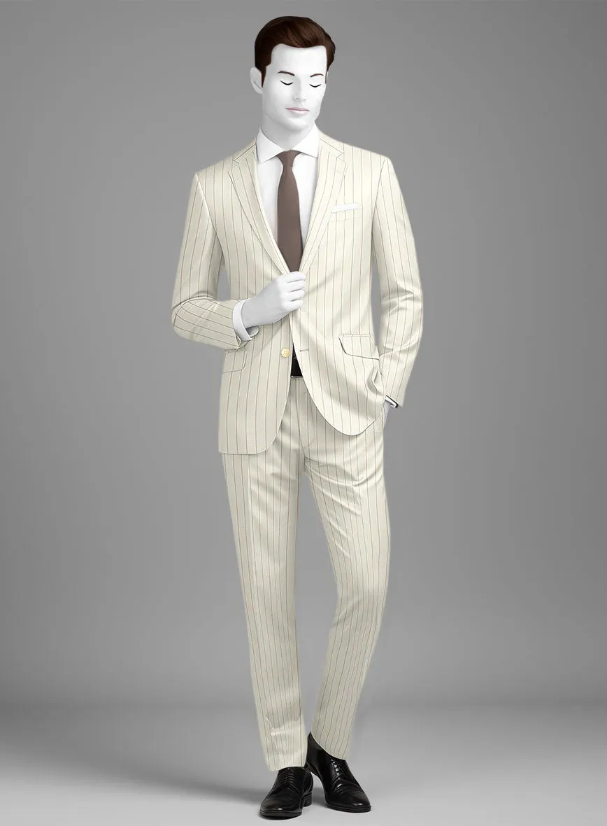 Napolean Tullio Stripe Ivory Wool Suit