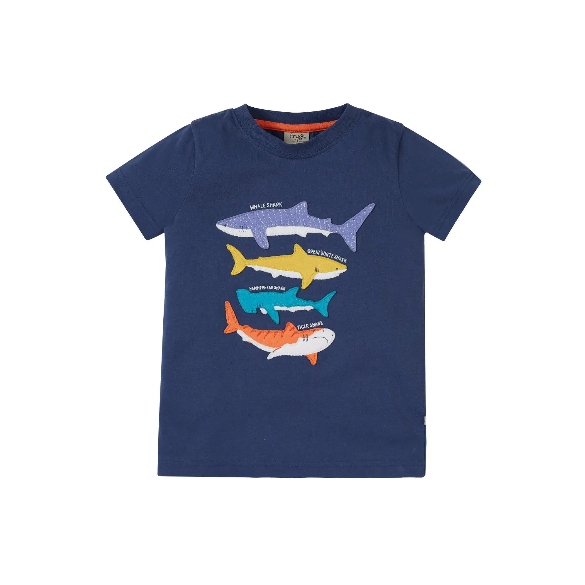 Navy Blue / Sharks Avery Applique T-Shirt - 1 Left Size 7-8 years