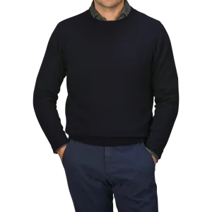 Navy Crewneck Lambswool Sweater