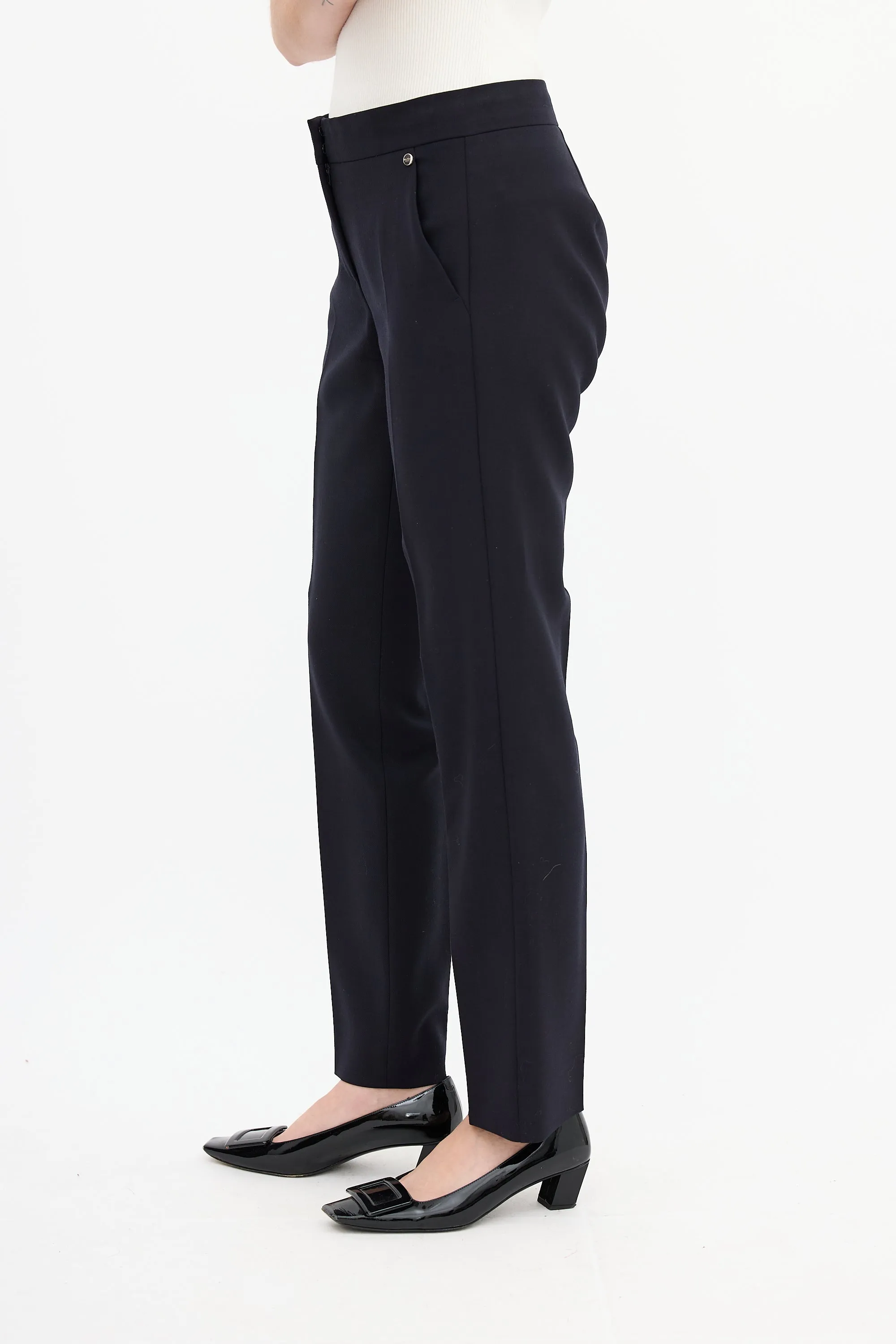 Navy Wool Tapered Trouser