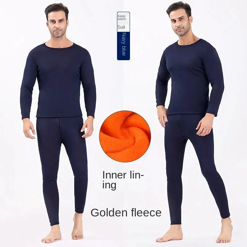 New Winter Thermal Underwear Set Men's Thickening and Fleece O-neck Long Johns and Tops Women's Cold Protection Couple Suit