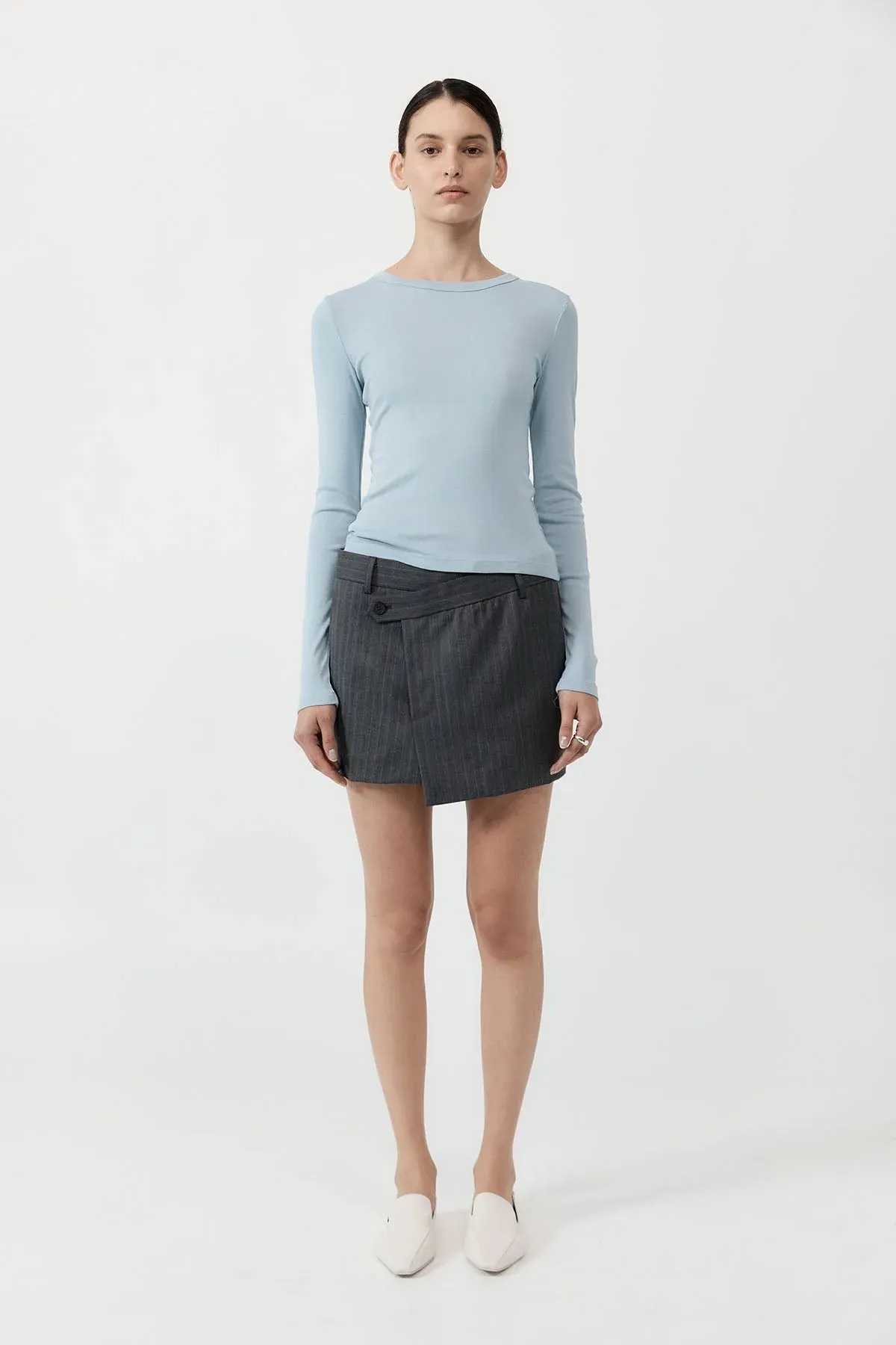 Organic Cotton Long Sleeve Top Stone Blue