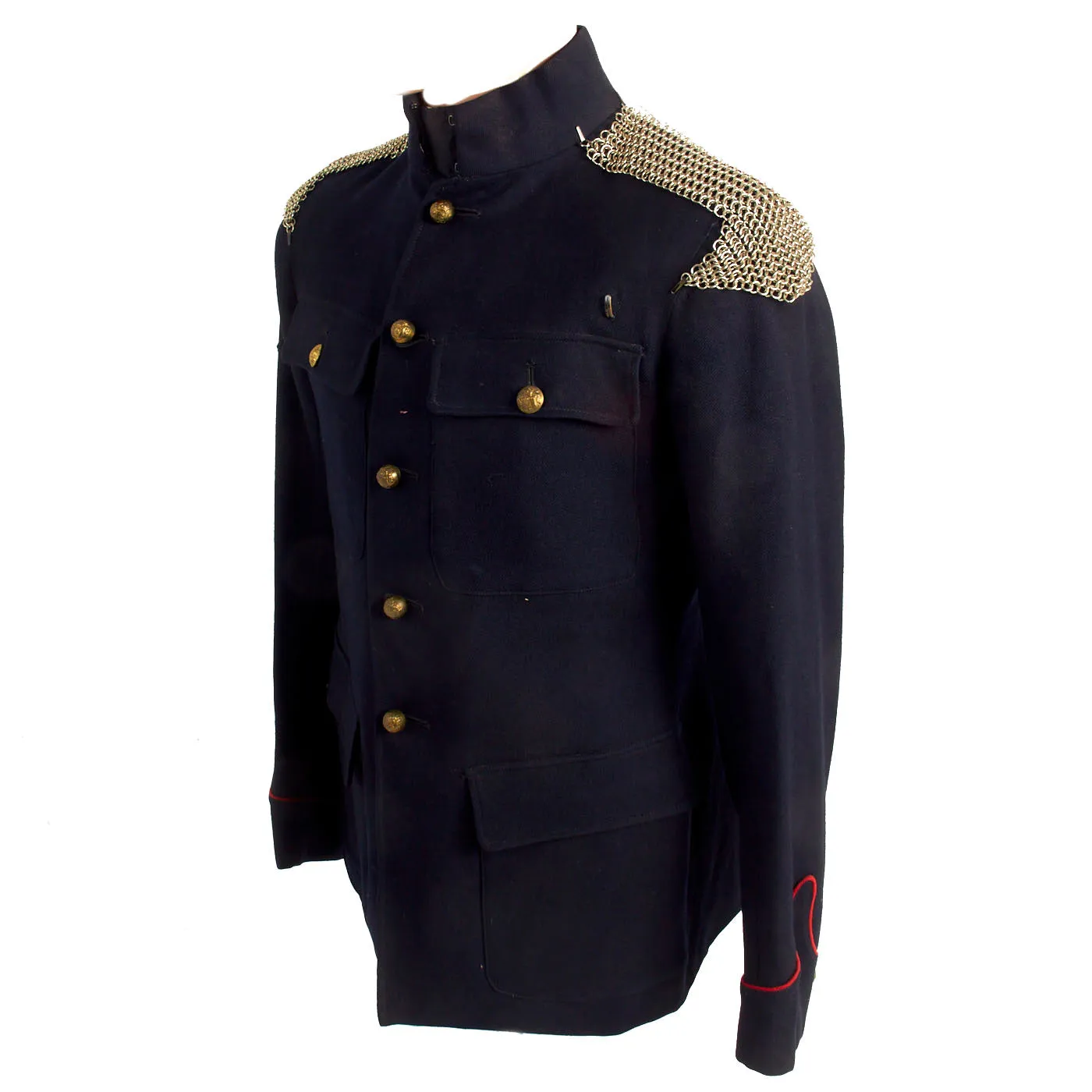 Original British WWII Era Royal Army Ordnance Corps No. I Dress Blue Jacket Featuring Chainmail epaulets