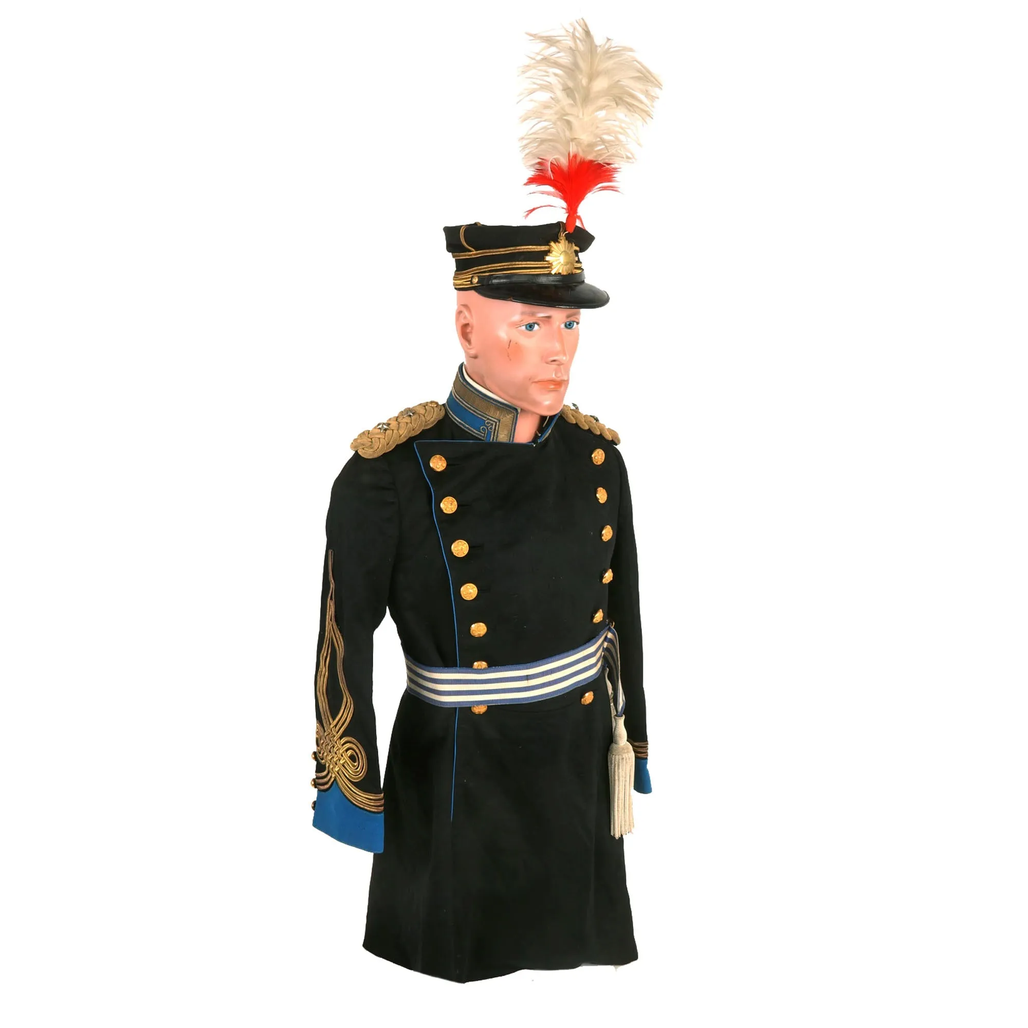 Original Japanese WWII Captain’s Army Aviation Parade Dress Uniform with Lt. Colonel’s Shoulder Boards with Cap & Plume & Sash