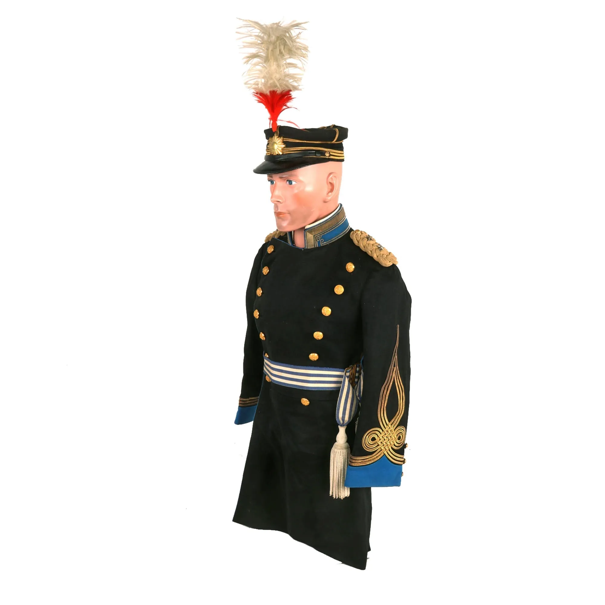 Original Japanese WWII Captain’s Army Aviation Parade Dress Uniform with Lt. Colonel’s Shoulder Boards with Cap & Plume & Sash