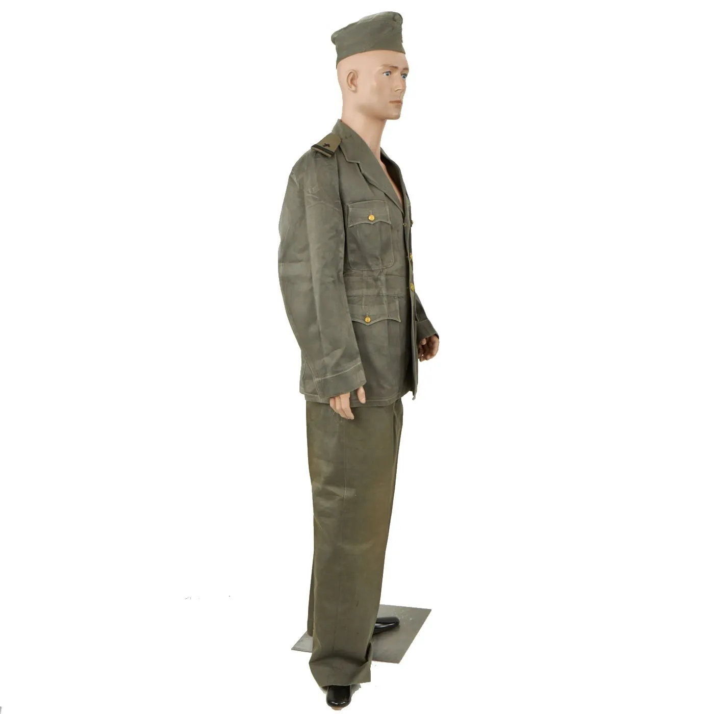 Original U.S. WWII Named Navy Chaplain Officer Grey Uniform Set - Coat, Trousers, Visor Cap & Overseas Caps