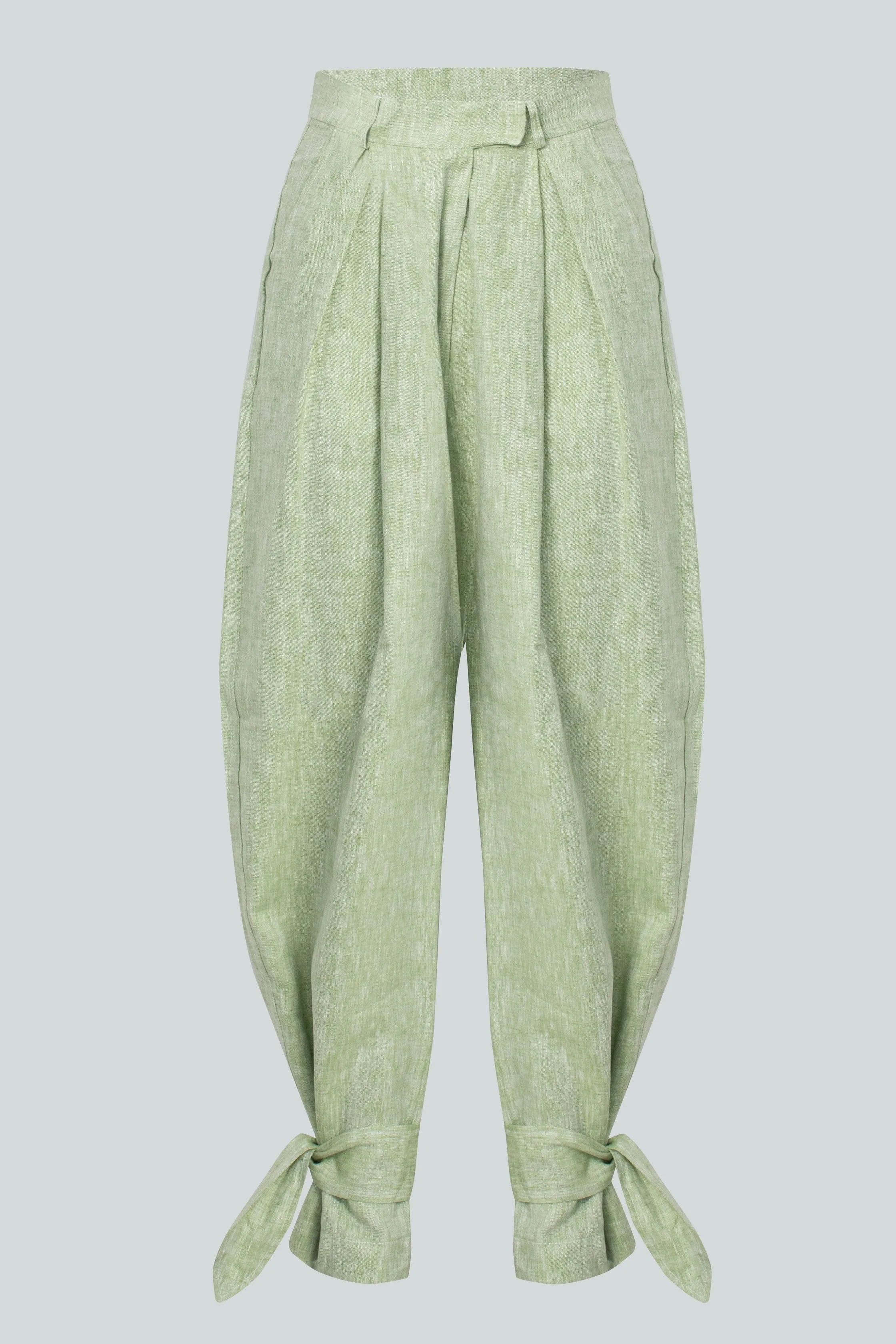 Ornata Linen Ballon Trousers Green