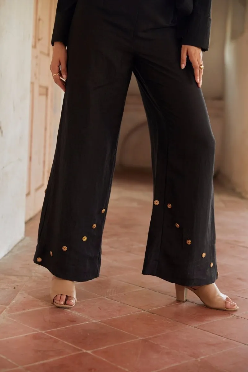 Perched Black Trousers | Hemp Bamboo Fabric | Naturally Dyed