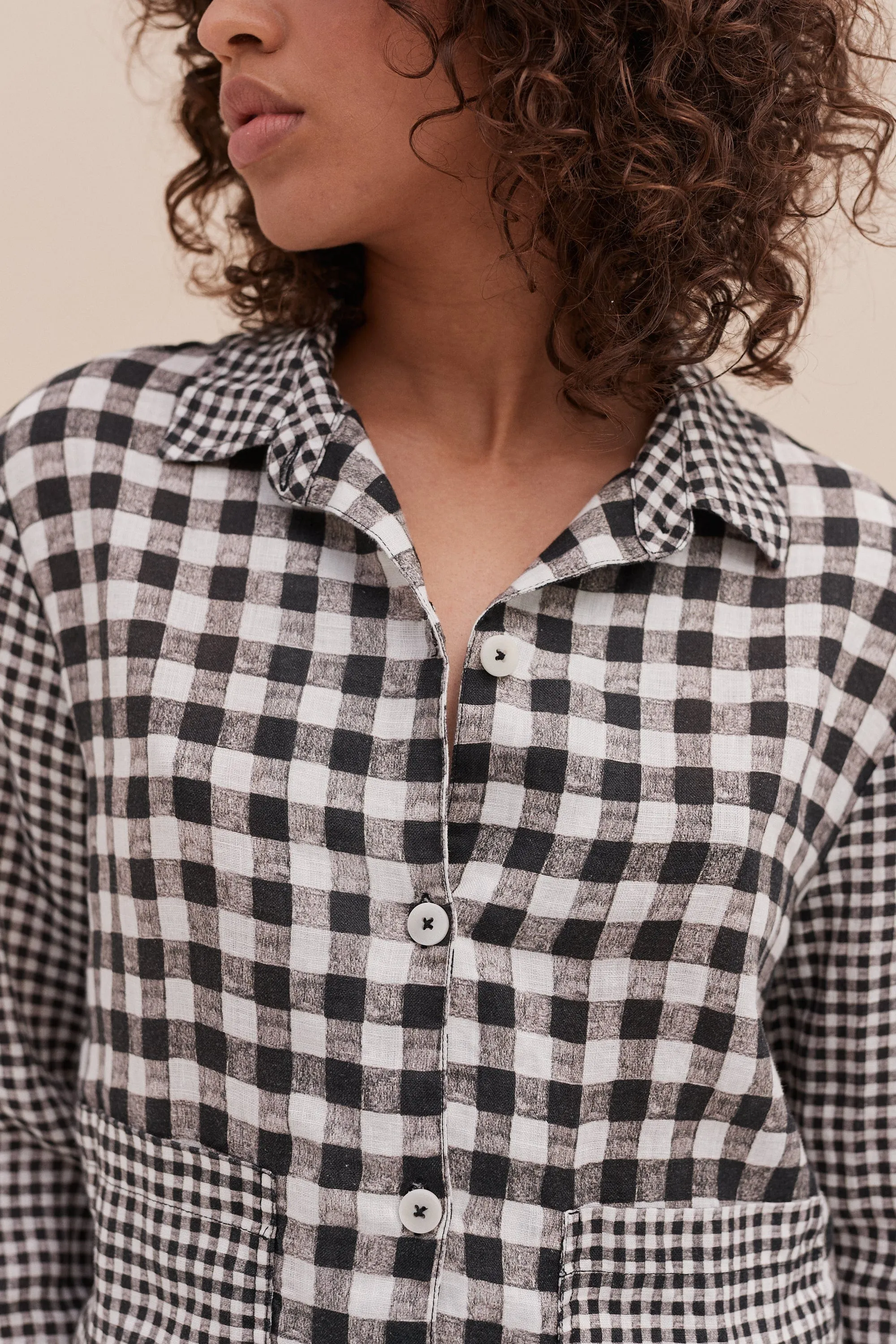 Pocket Set Gingham Print Black and White