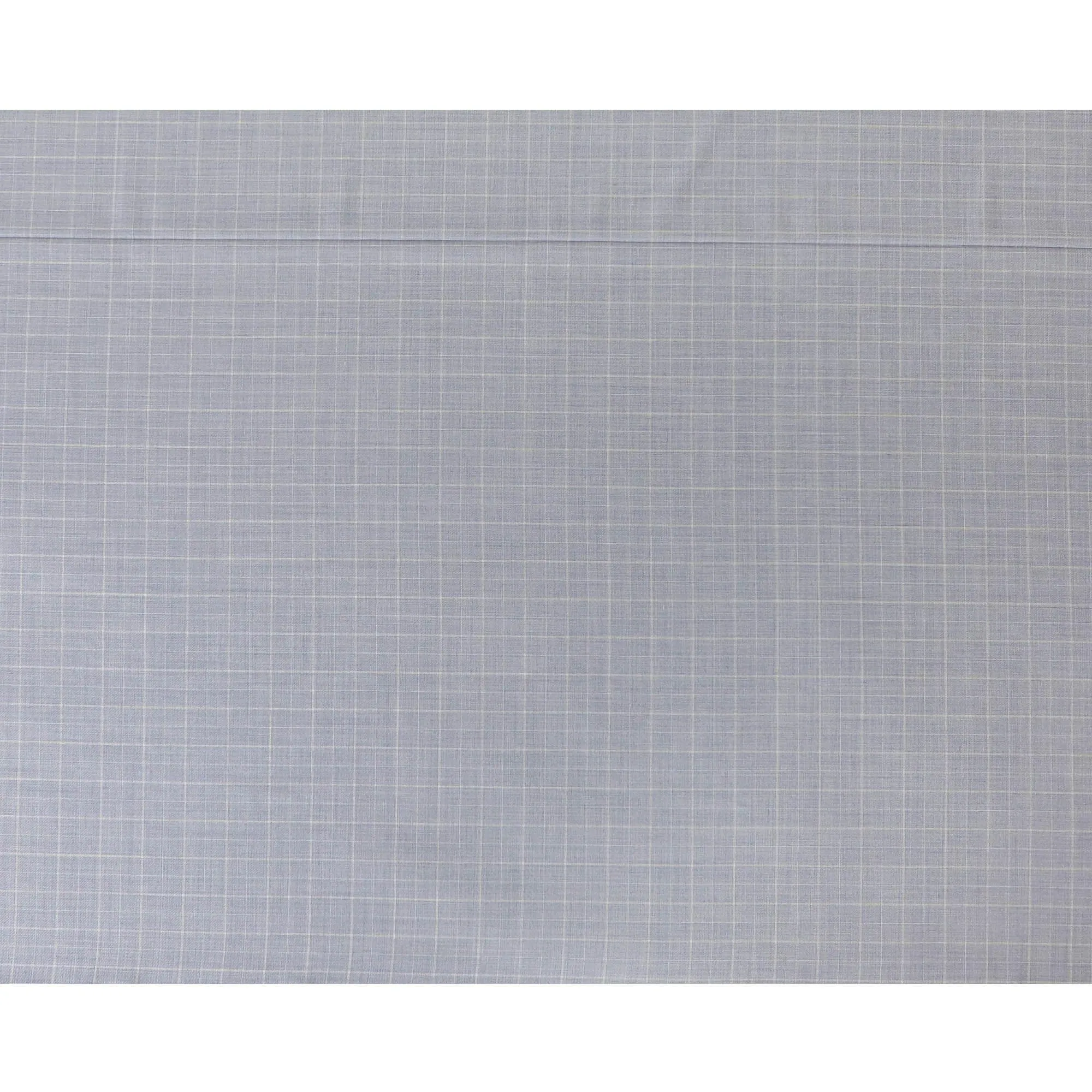 Powder blue Super 150's English all wool suiting fabric with beige checks design-D6842