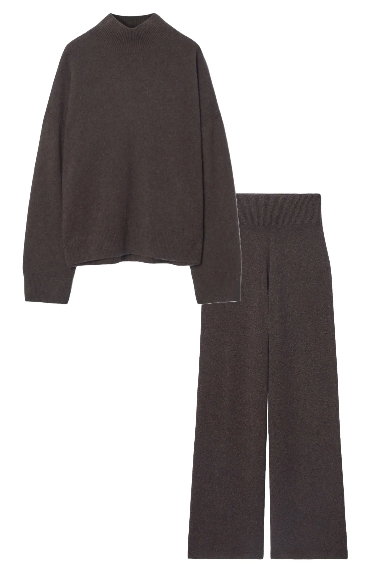 Pure Cashmere Turtleneck Jumper & Pure Cashmere Wide-leg Trousers