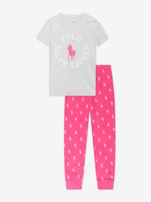 Ralph Lauren Girls Logo Pyjama Set in Pink