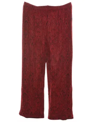 Red & Black Paisley Design Sparkly Trousers - W34 L25