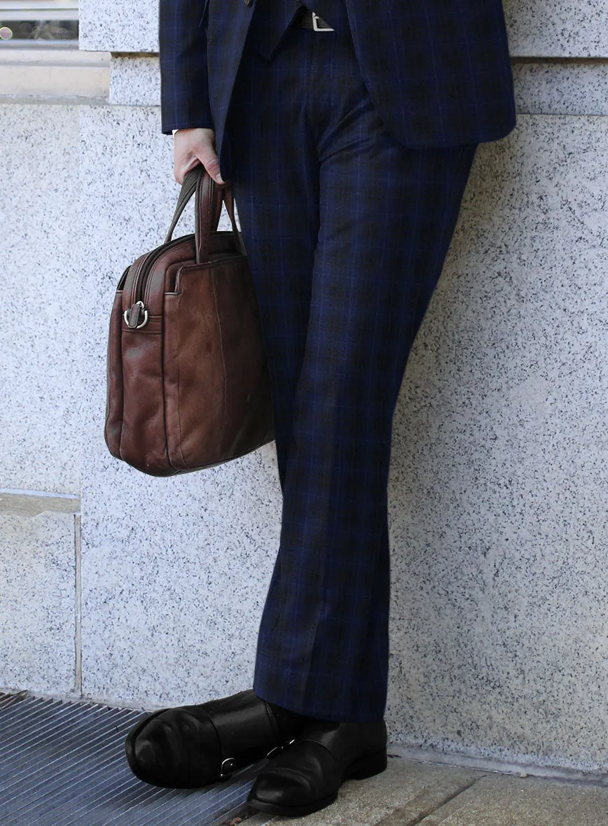 Reda Ballio Blue Checks Wool Pants