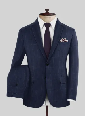 Reda Dark Navy Checks Wool Suit