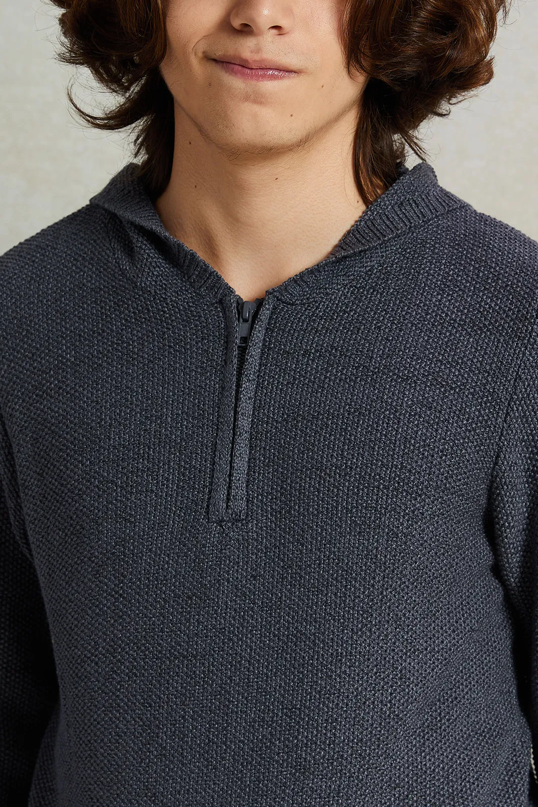 Senior Boys Charcoal Hooded Sweater