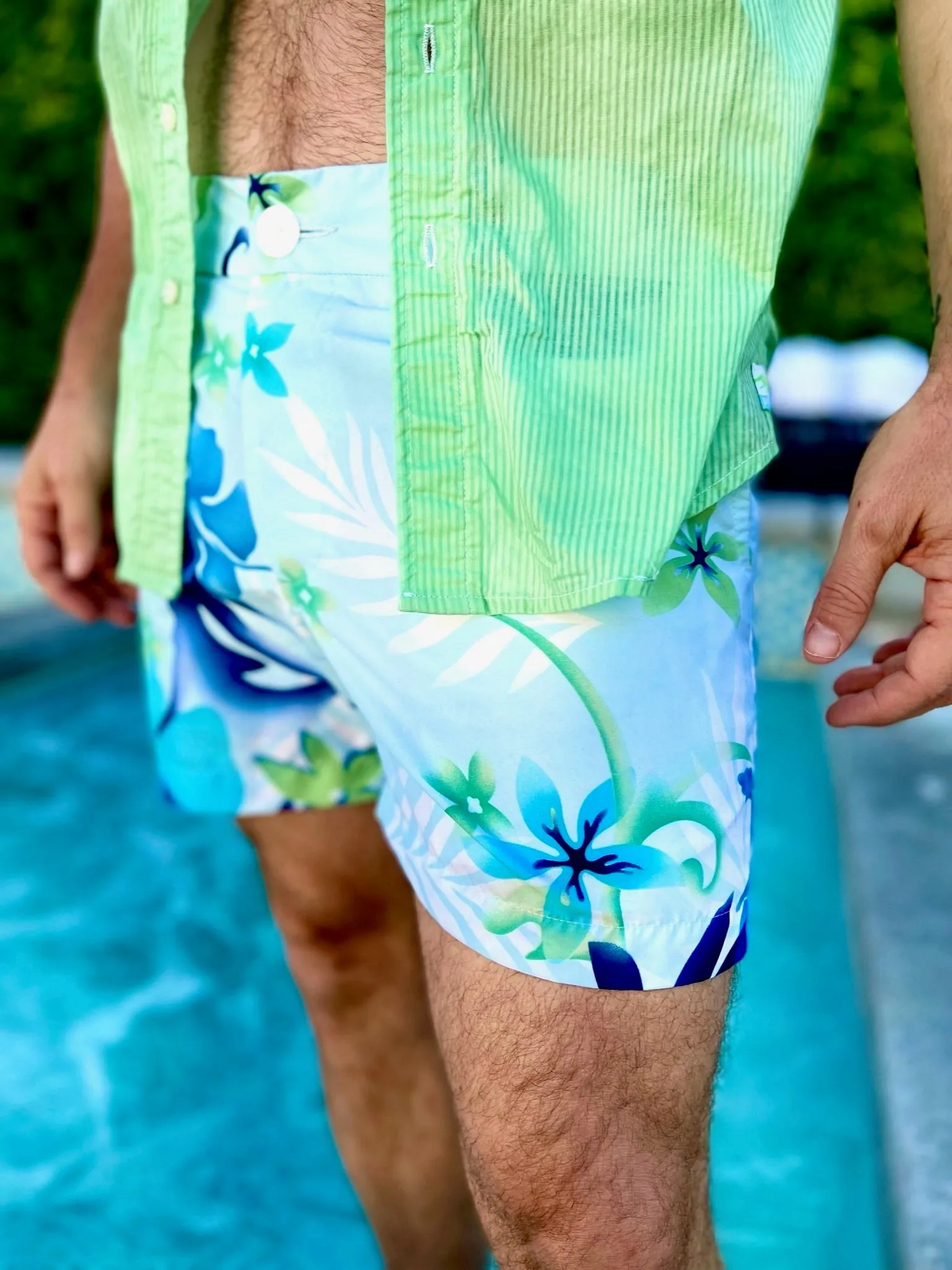 skyblue hibiscus short