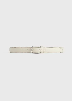 Slim grained-leather trouser belt milk