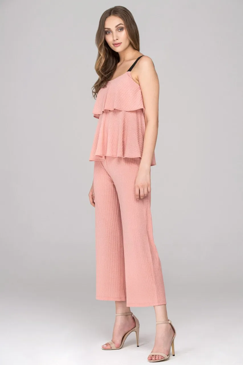 Soft Peach Black Strap Bandeau Co-ord