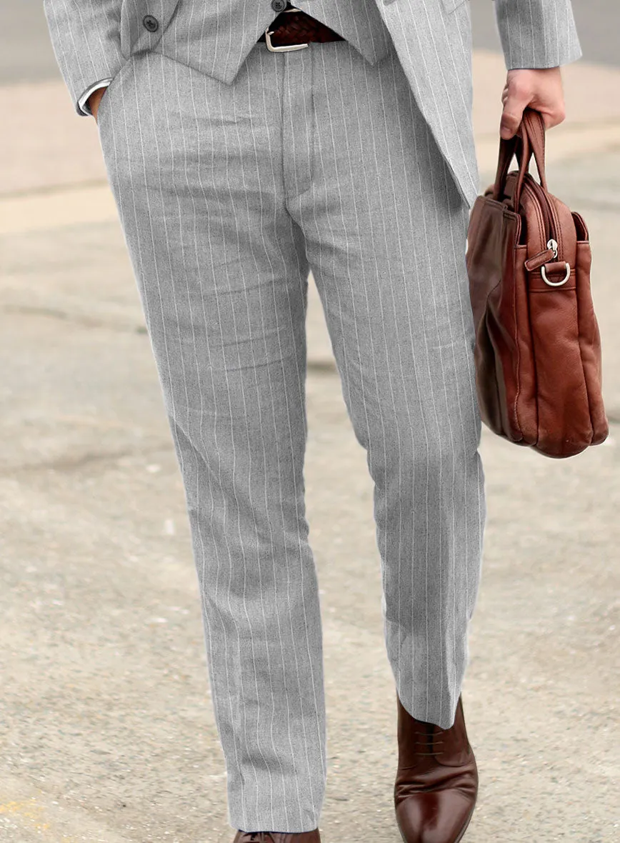 Solbiati Stone Gray Stripe Linen Pants