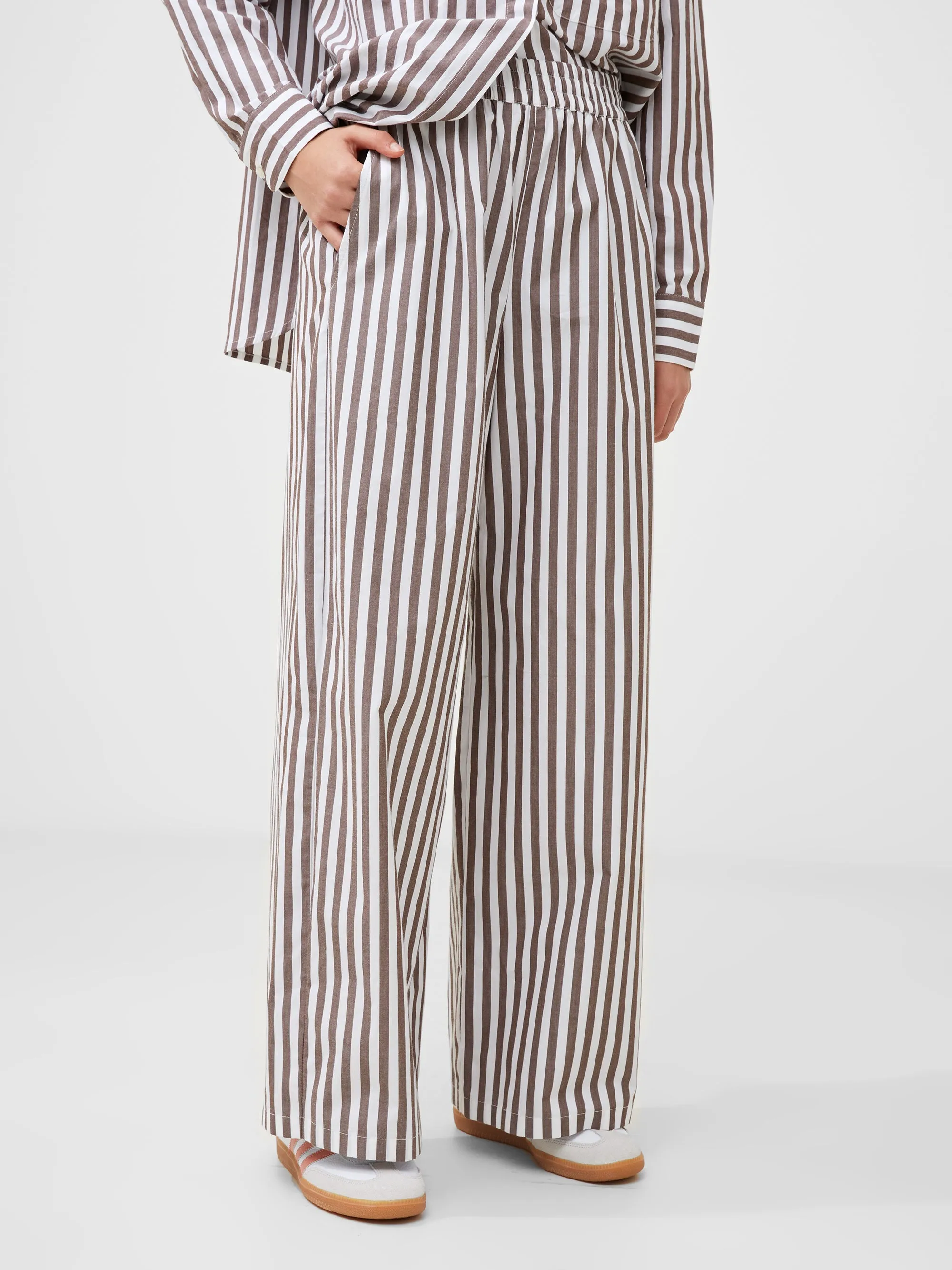 Stripe Poplin Palazzo Trousers