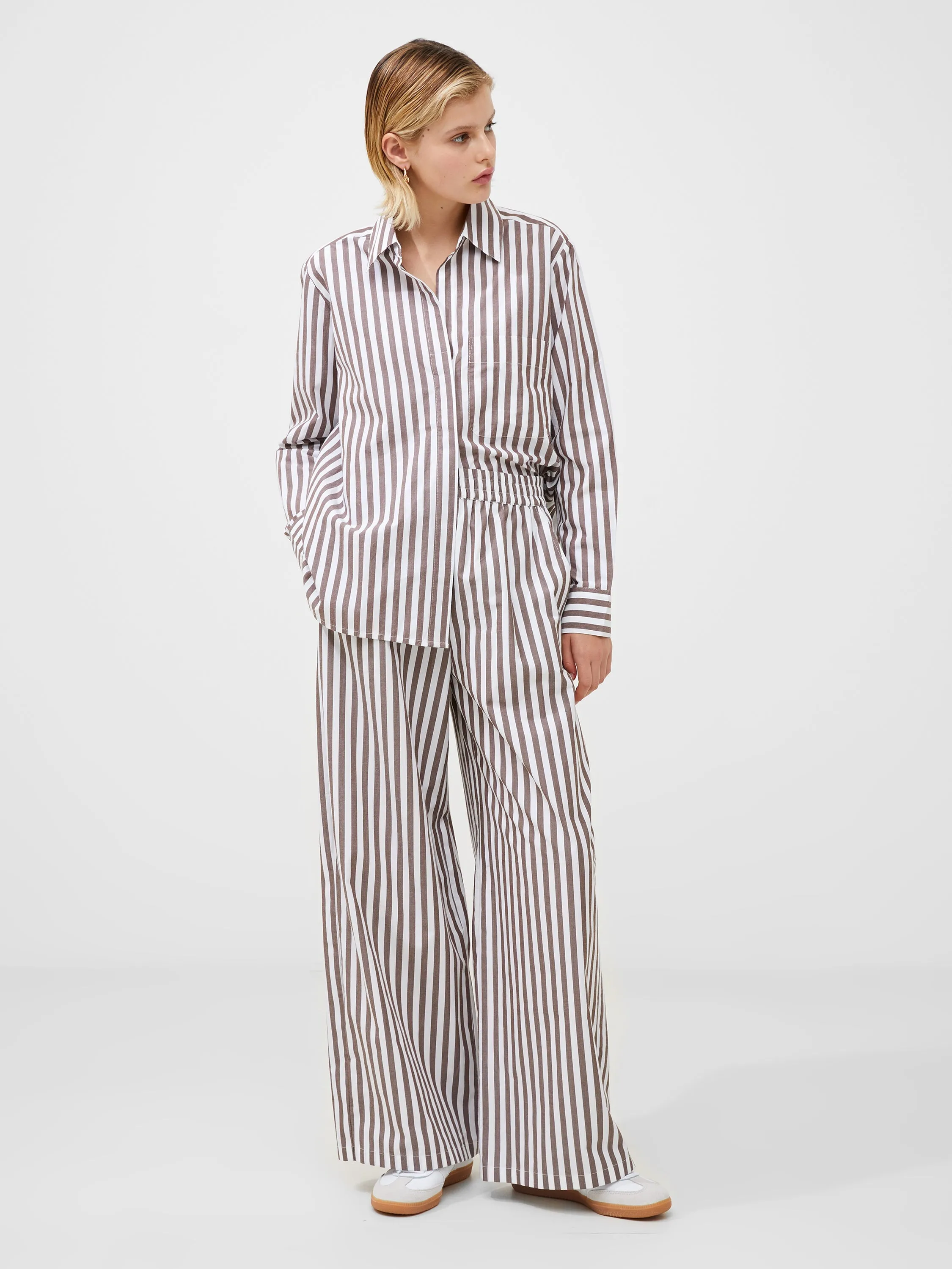 Stripe Poplin Palazzo Trousers