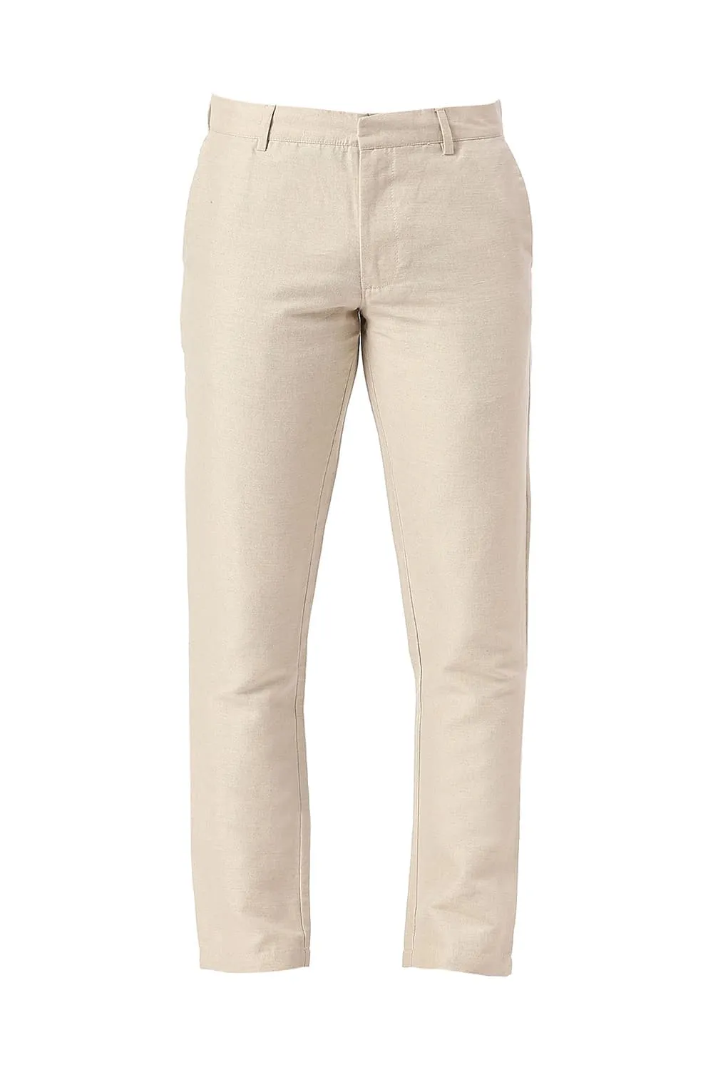 Tapered Fit Cotton Linen Twill Trousers