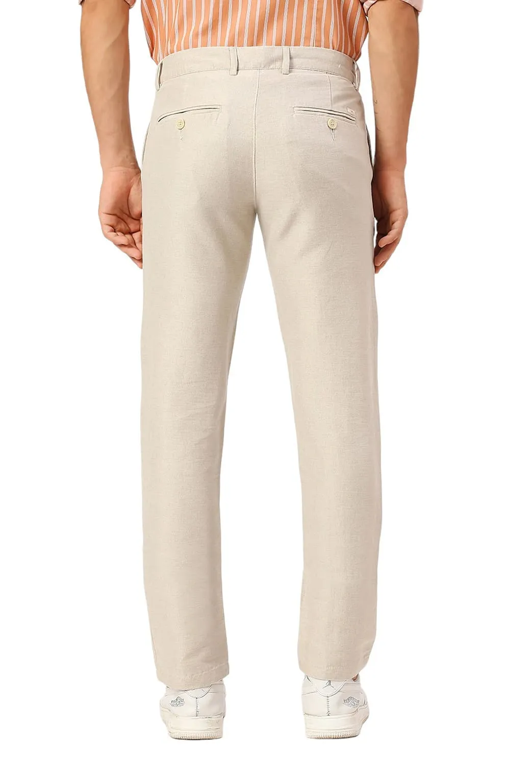 Tapered Fit Cotton Linen Twill Trousers