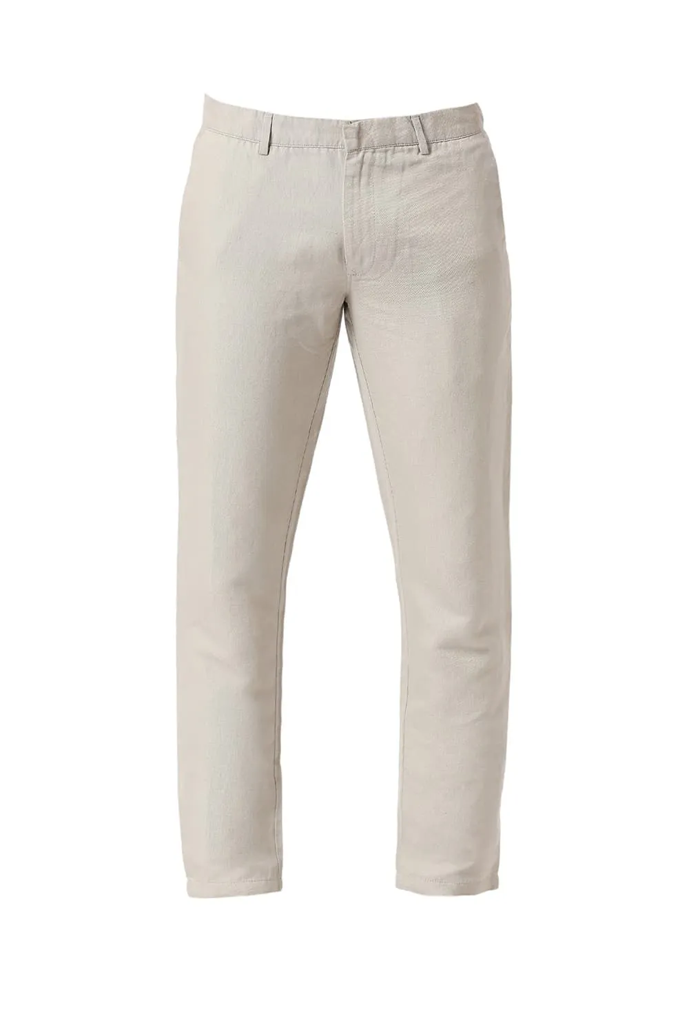 Tapered Fit Cotton Linen Twill Trousers