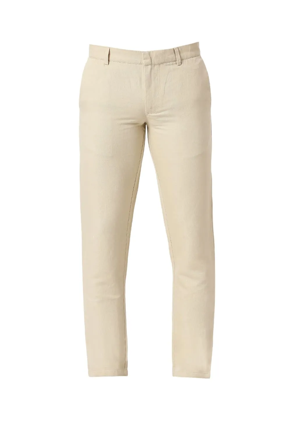 Tapered Fit Cotton Linen Twill Trousers