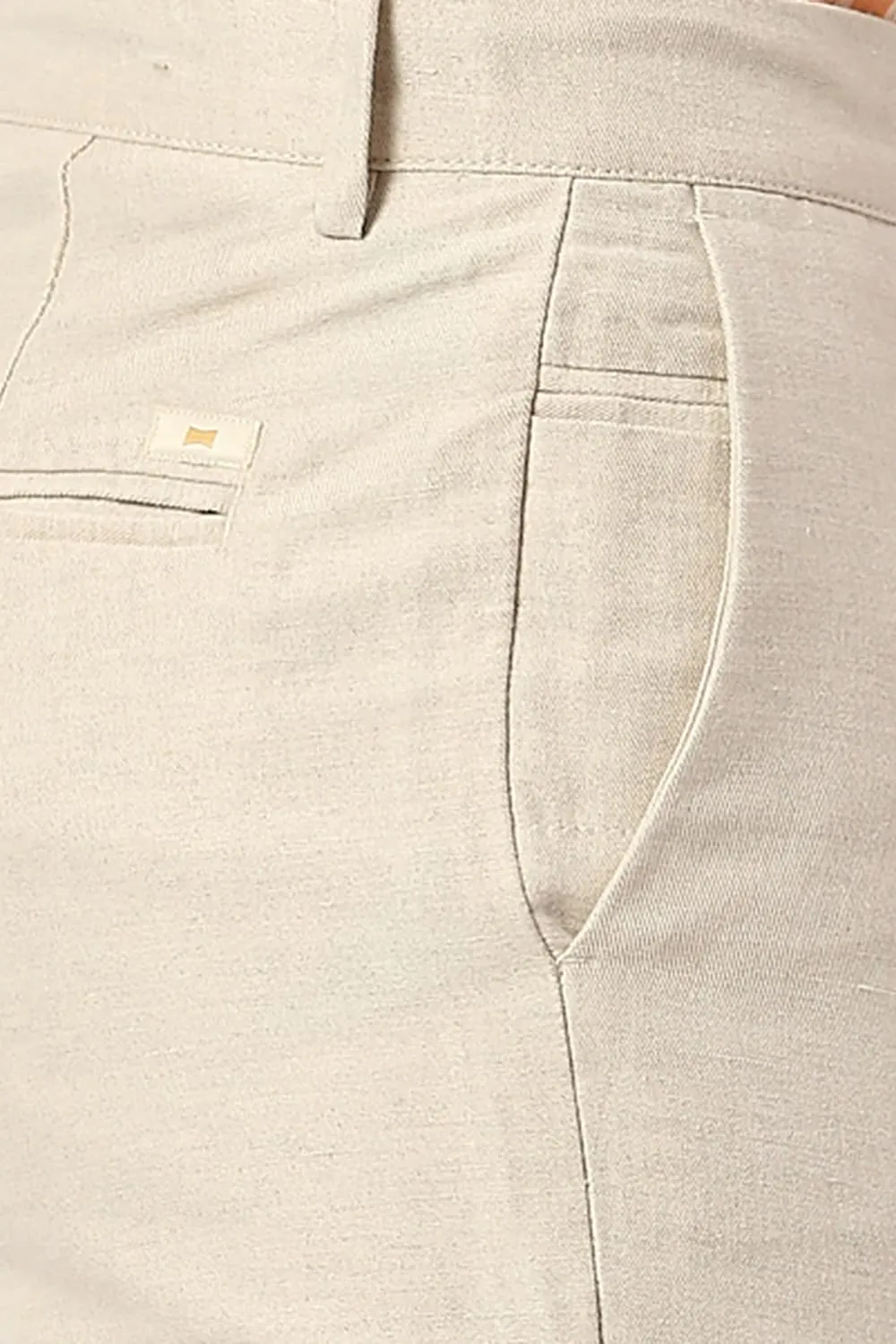 Tapered Fit Cotton Linen Twill Trousers