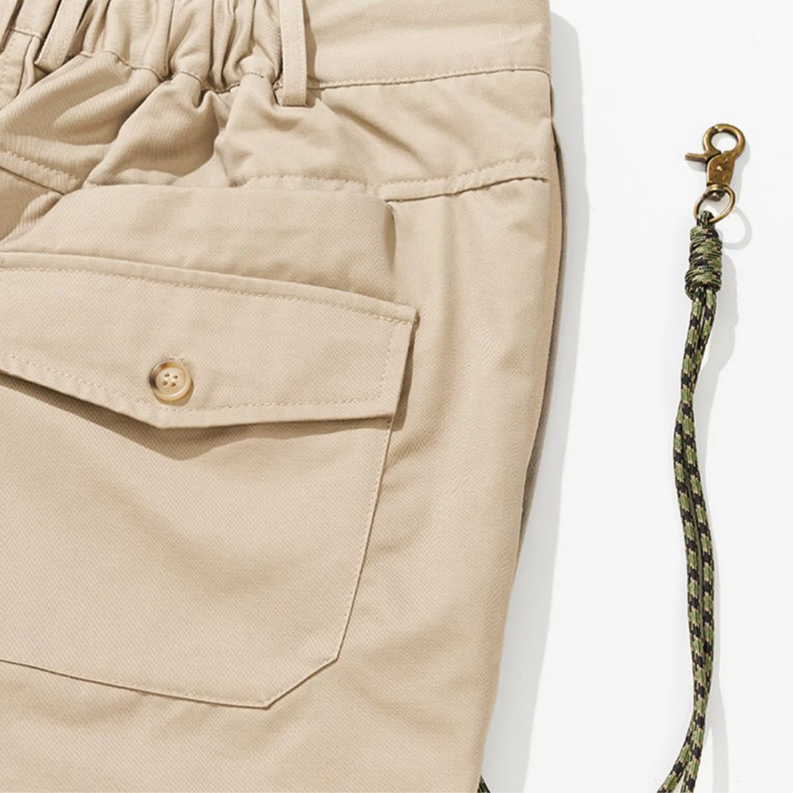 Tapered Pants Japanese Loose Trousers Casual Pants Multi-pocket Lanyard Khaki