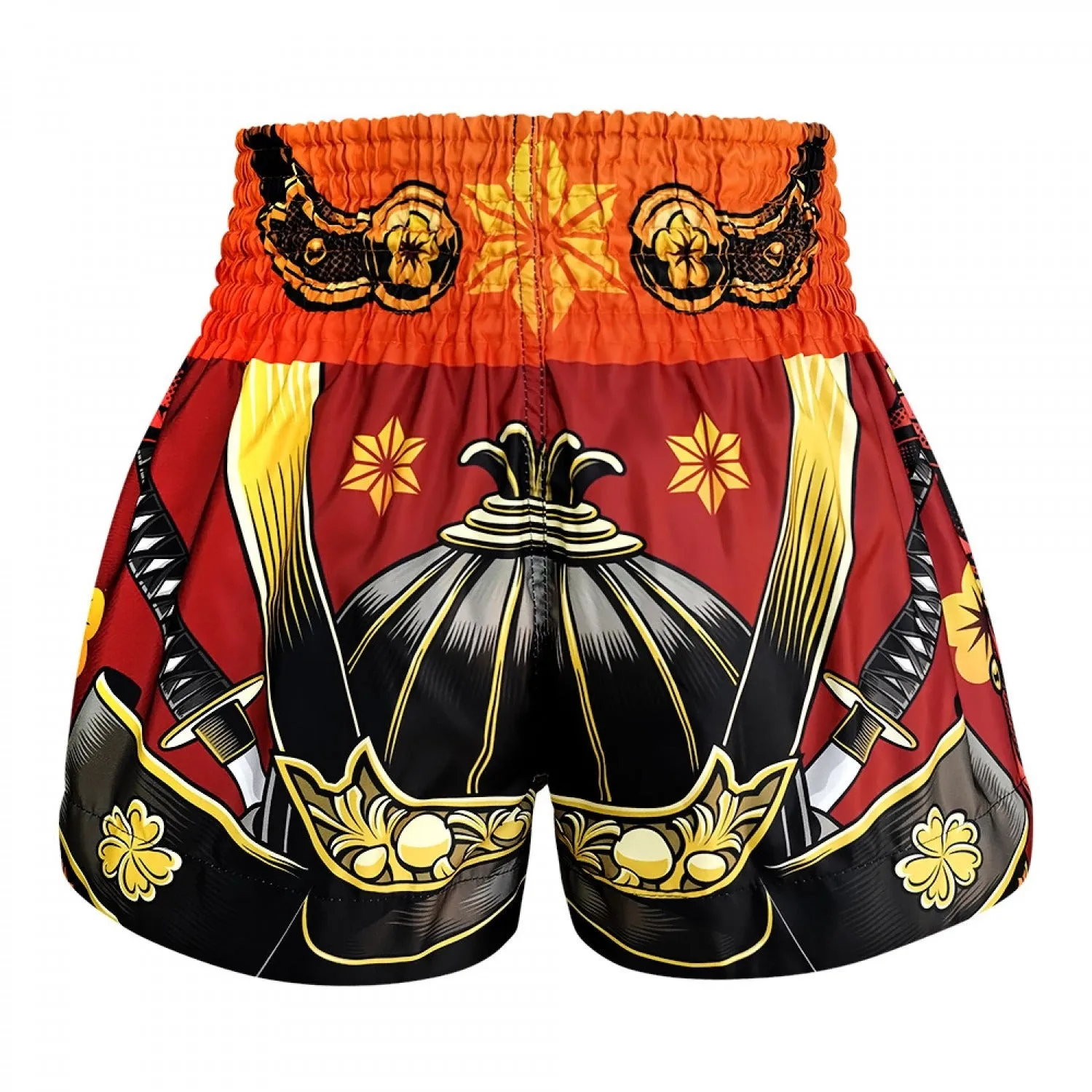 TUFF Red Muay Thai Shorts Samurai Skull MS658